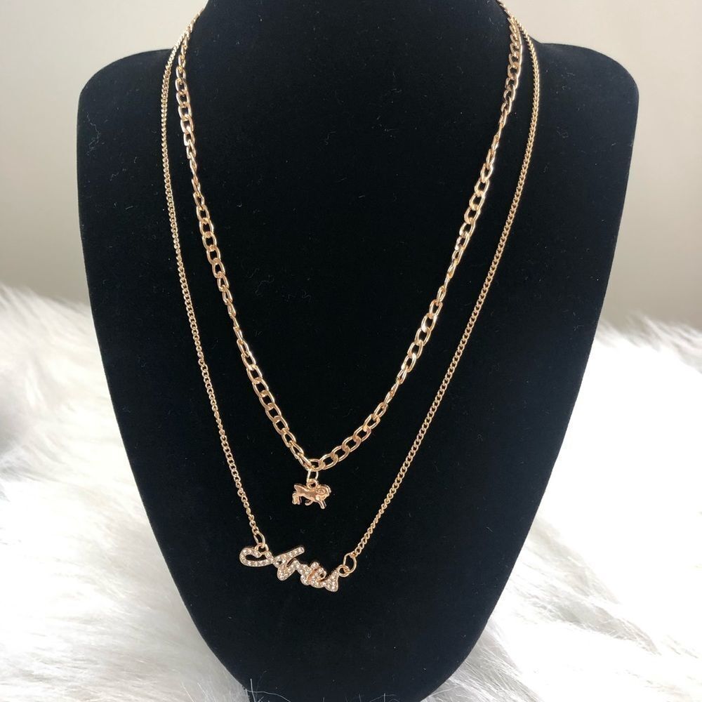 18 K Gold Plated Double‎ Layer Diamond Necklace
